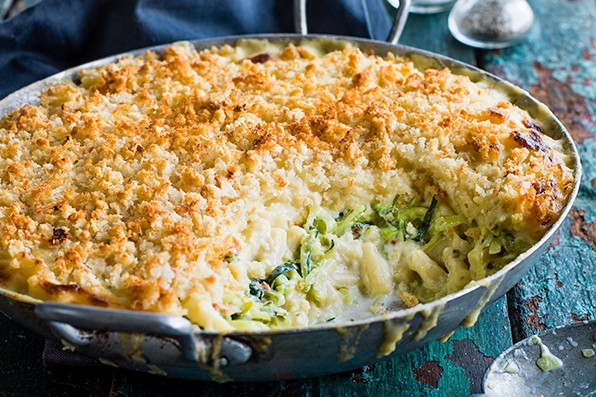 Mac And Cheese Recipe With Courgette and Garlic Sourdough Crumbs