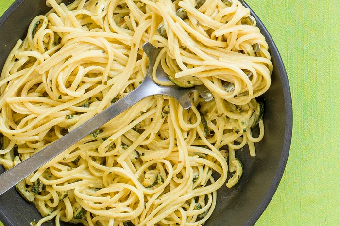 Courgette and chive pasta