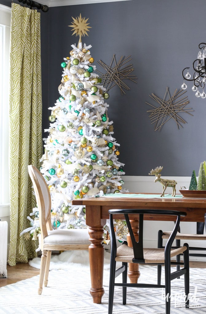 green, teal and blue styled Christmas tree
