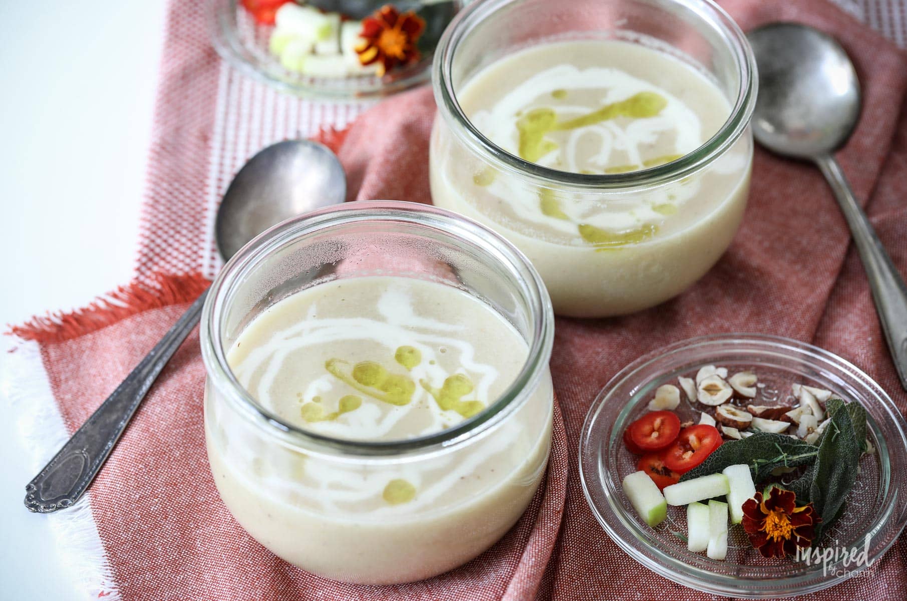 This Apple and Celeriac Soup is a delicious fall soup recipe with a beautiful and unique presentation. #apple #celeriac #celeryroot #soup #fall #recipe