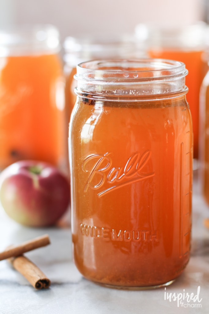 Mason jar filled with apple pie moonshine
