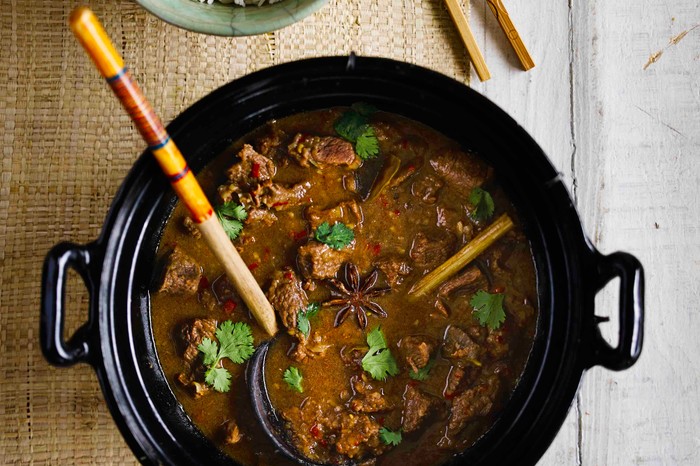 Vietnamese beef stew with lemongrass in a pot