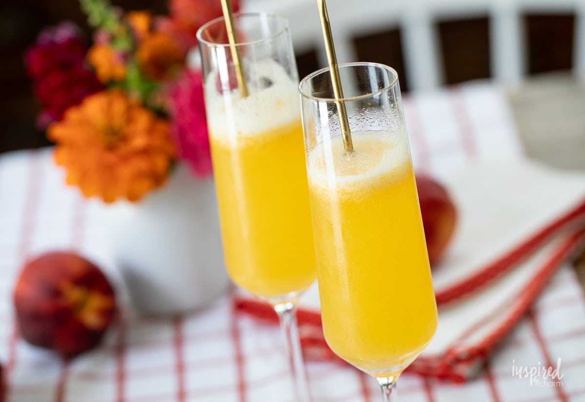 two glasses of Peach Bellinis.