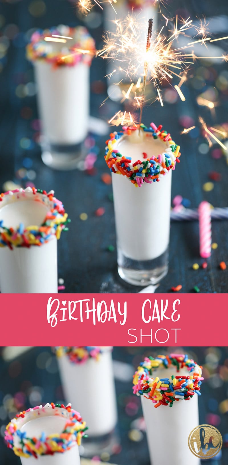 Complete with frosting and sprinkles, this Birthday Cake Shot is the perfect cocktail to celebrate a birthday. #cocktail #birthdaycake #shot #birthday #cake #recipe