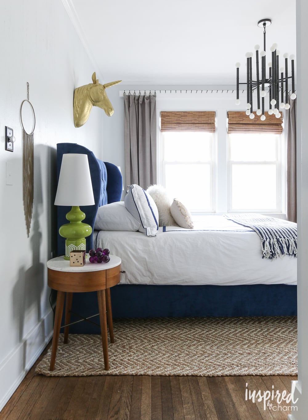 sherwin williams rock candy paint color on bedroom walls.