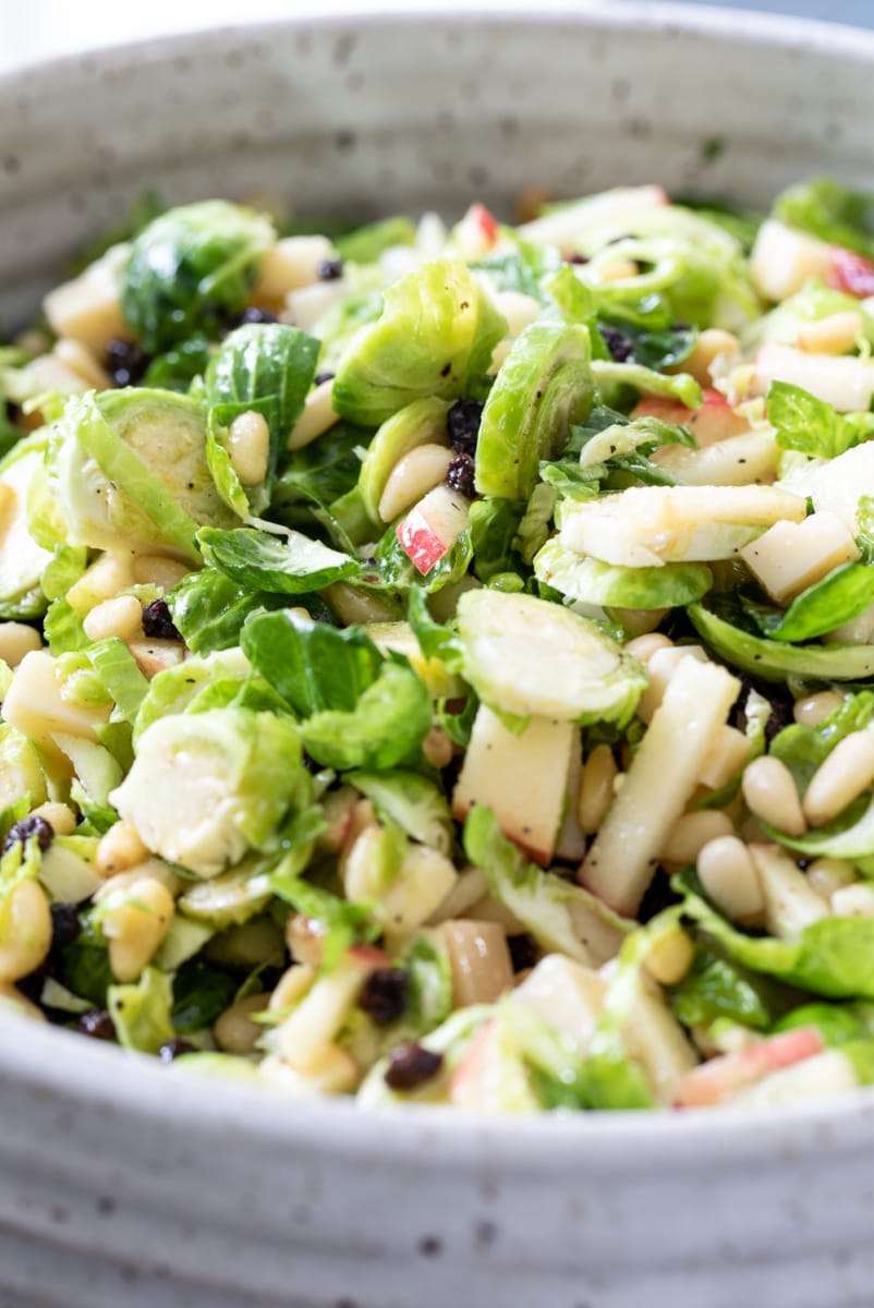 Shaved Brussels Sprout Salad with apples 