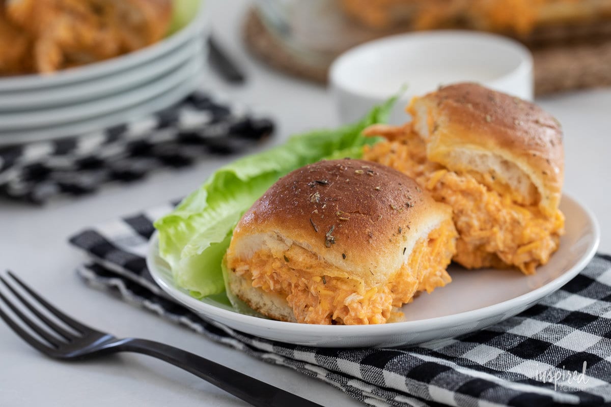 Buffalo Chicken Sliders on a plate.