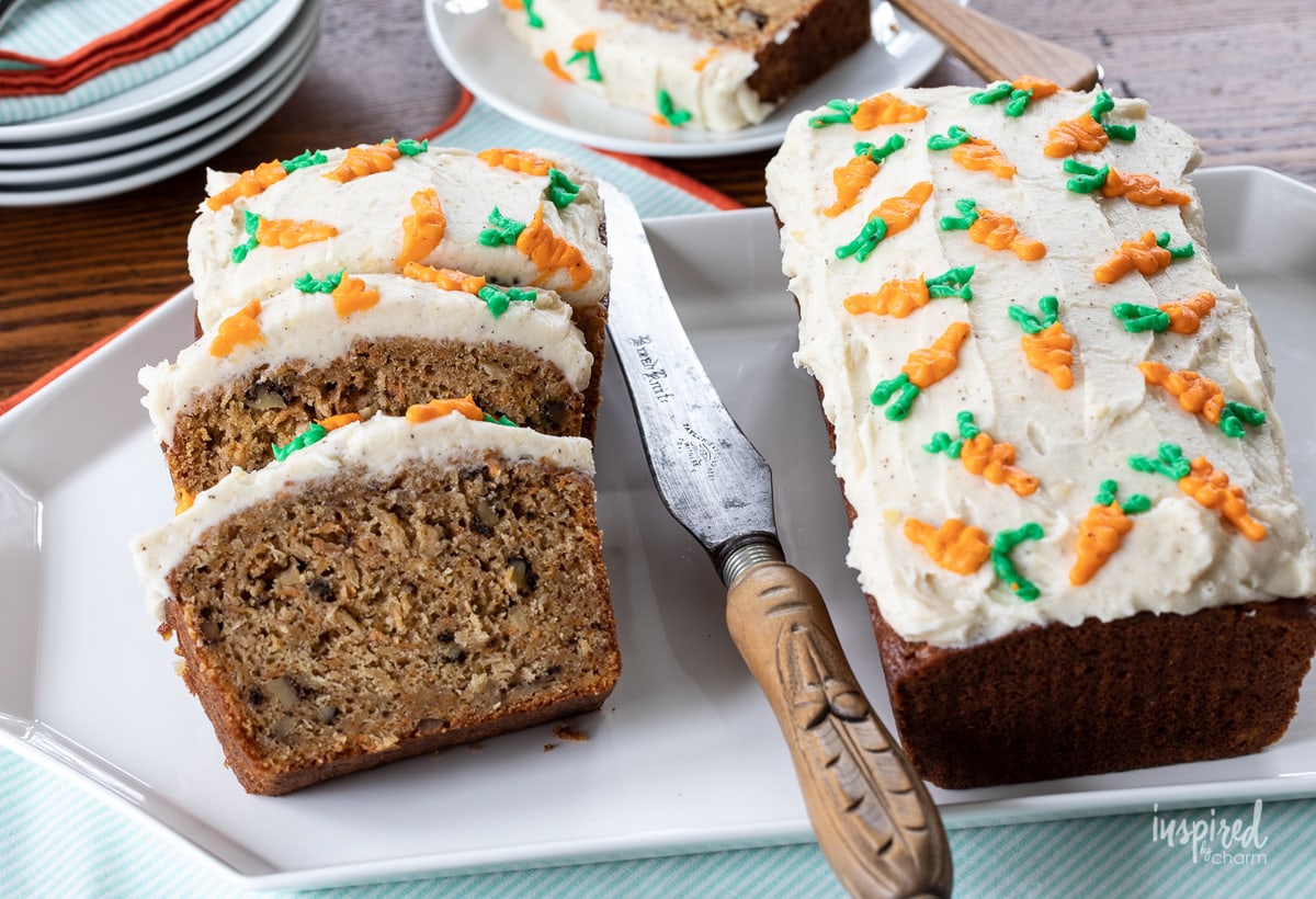 Carrot Cake Loaf with Brown Butter Cream Cheese Frosting