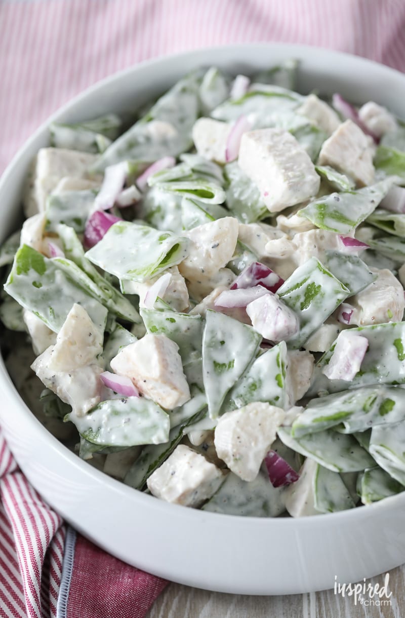 This Snow Pea and Chicken Salad Recipe is a delicious and unique take on classic chicken salad.