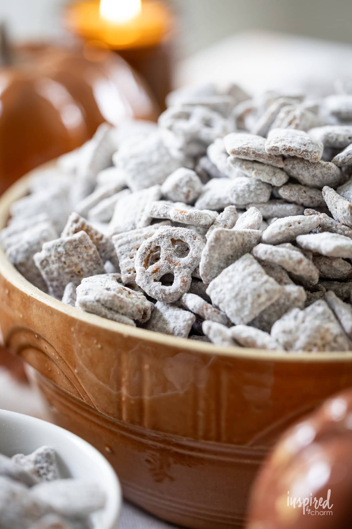 Chocolate Peanut Butter Snack Mix in a bowl.
