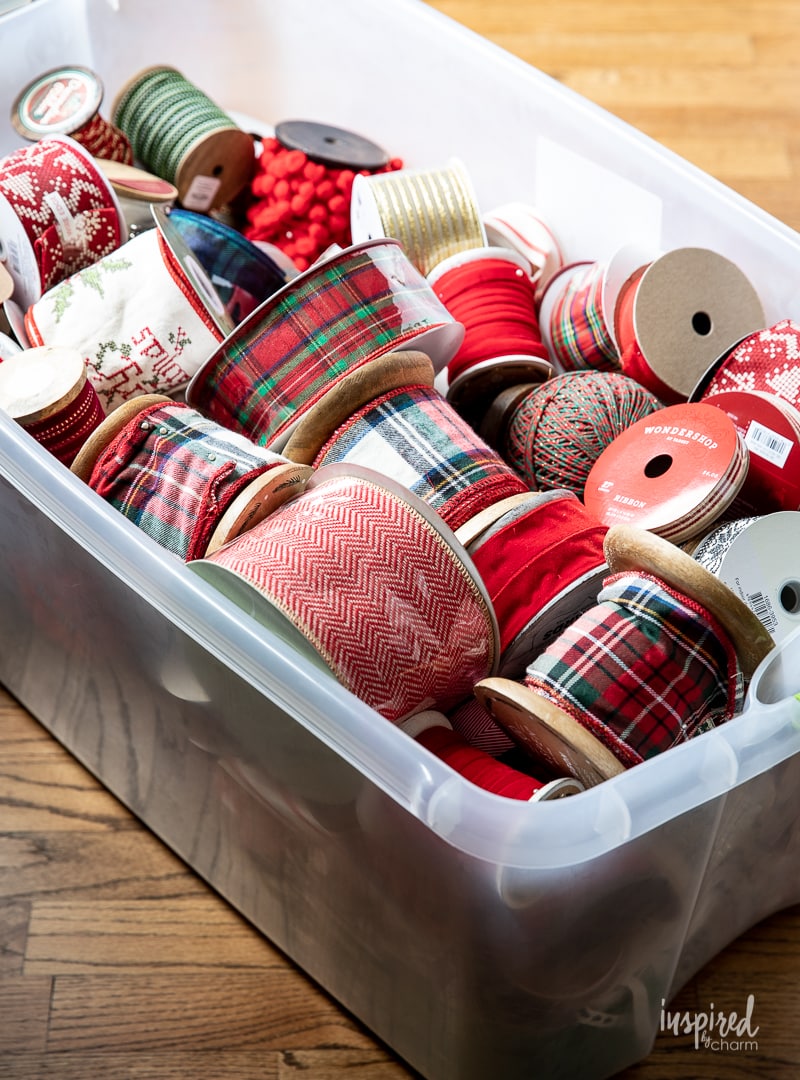 My Christmas Ribbon Cabinet #christmas #ribbon #wrapping #decor #decorations #holiday #christmasribbon 