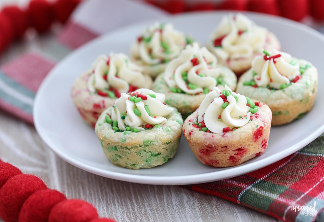These colorful Christmas Sprinkle Cookie Cups are a delicious and easy to make Christmas Cookie. #christmas #cookie #recipe #dessert #holiday #sprinkles