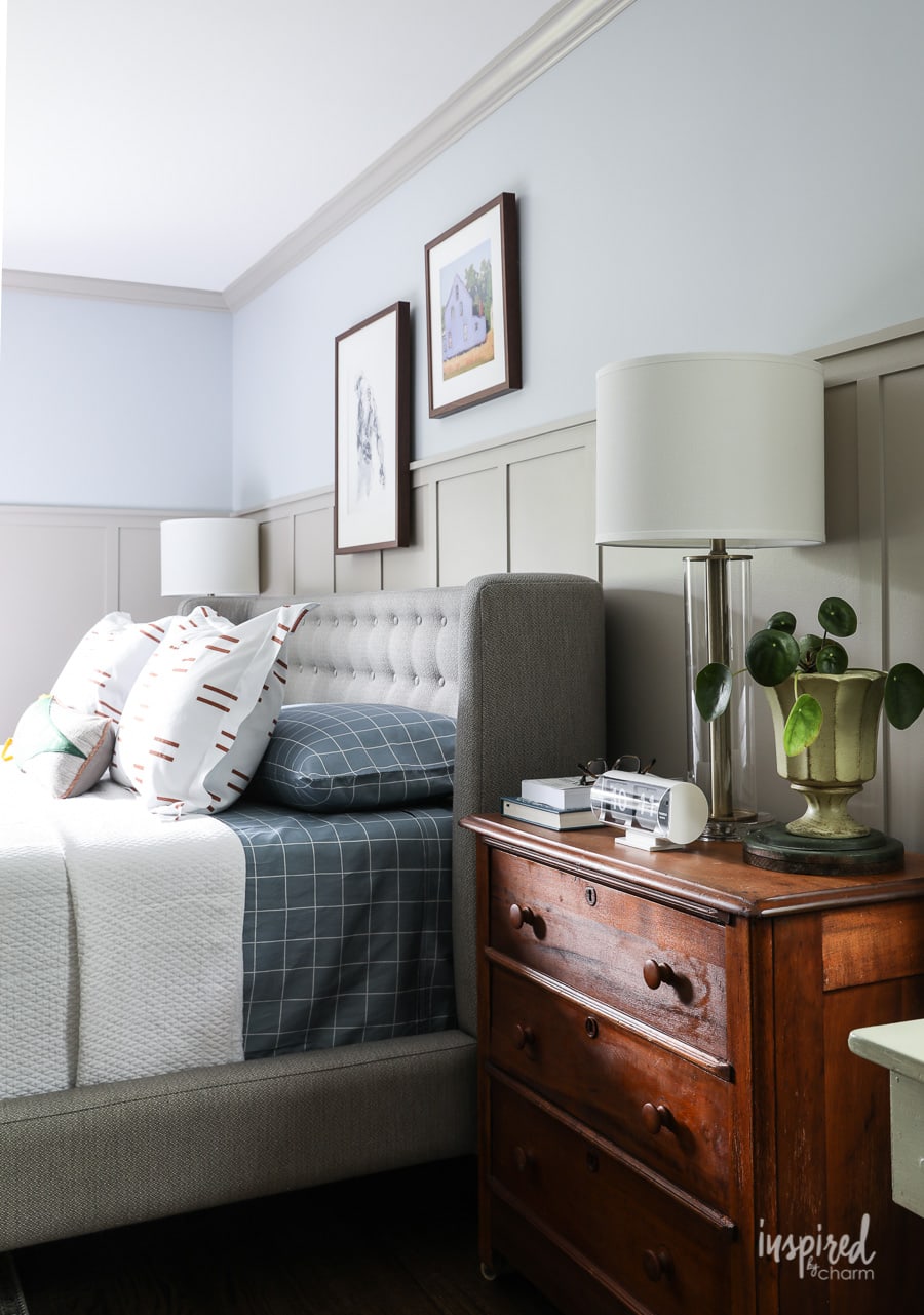 Room painted Anew Gray and Sherwin Williams North Star