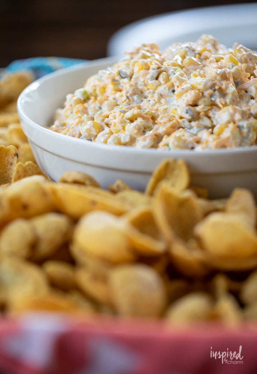 corn dip in bowl.