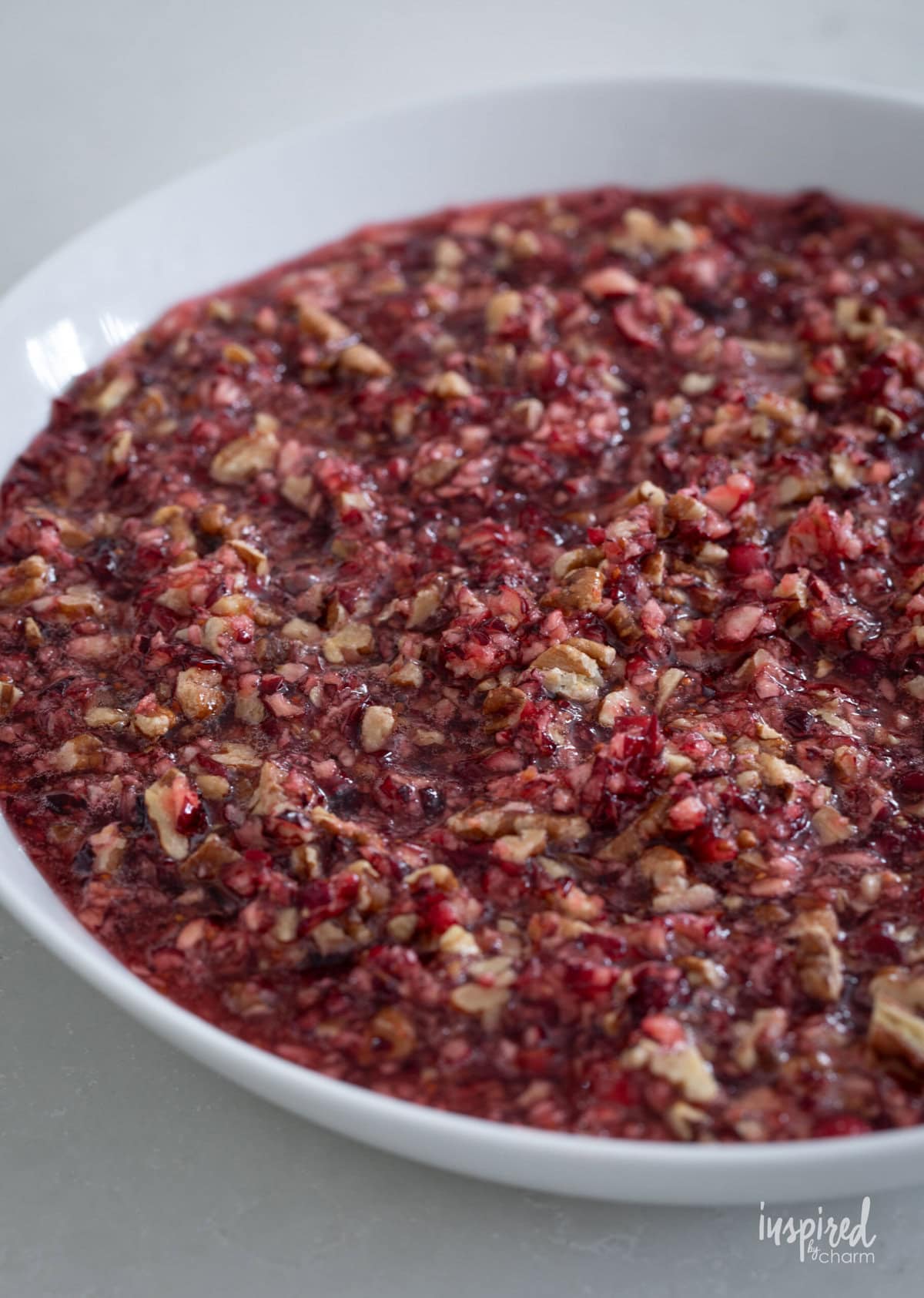 chopped cranberries with sugar and pecans.