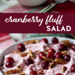 cranberry fluff salad served in a bowl and a small dish.