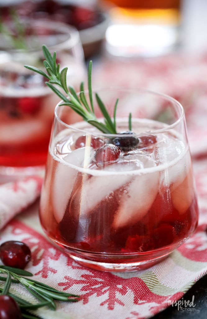 short glass with sweet red colored cocktail 