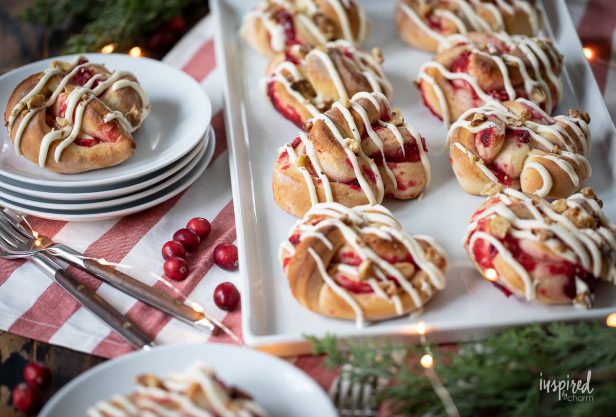 Cranberry Sweet Rolls on a platter.