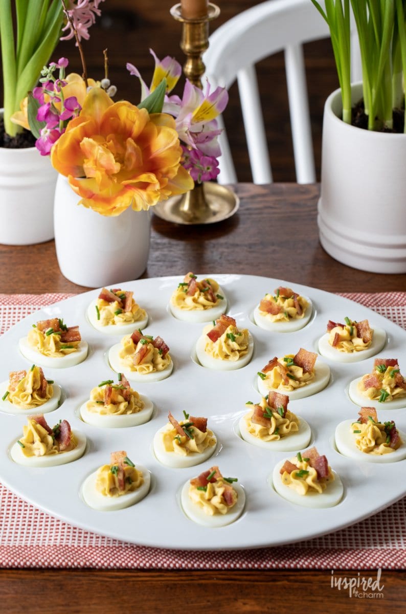 deviled eggs on a platter