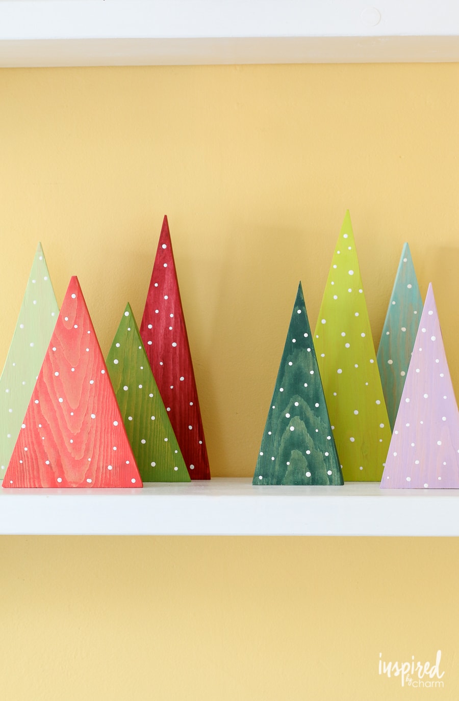DIY Colorful Wood Christmas Tree Decorations