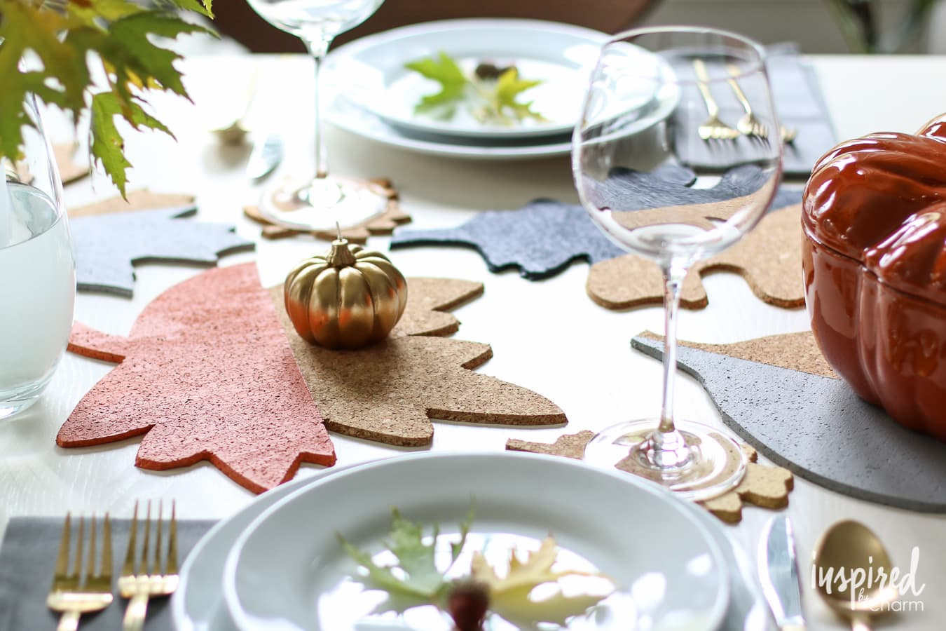 Fall Colorblock Cork Table Decor