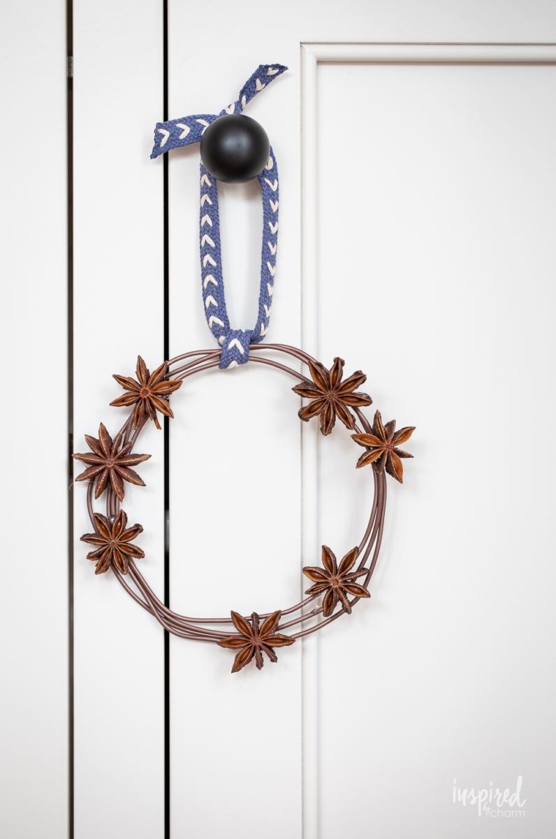 anise wreath on cabinet knob.