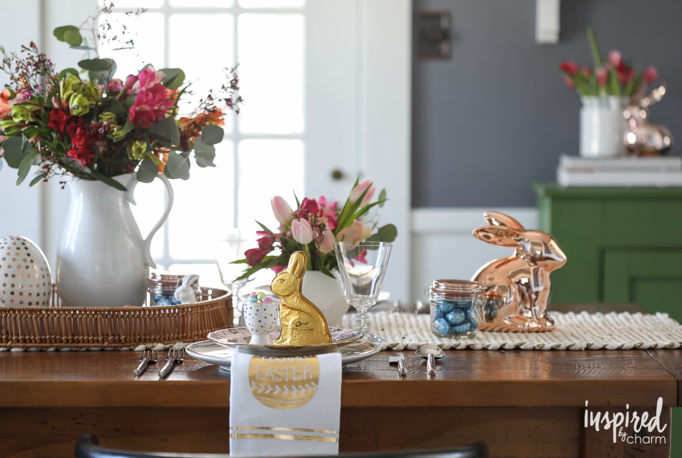 Easter and spring decorating ideas - An Eclectic and Colorful Easter Table | Inspired by Charm
