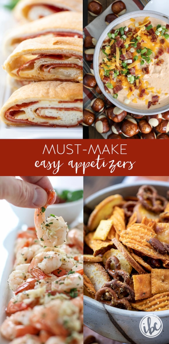 Easy Appetizer Recipes for a Crowd collage image for pinterest pin.