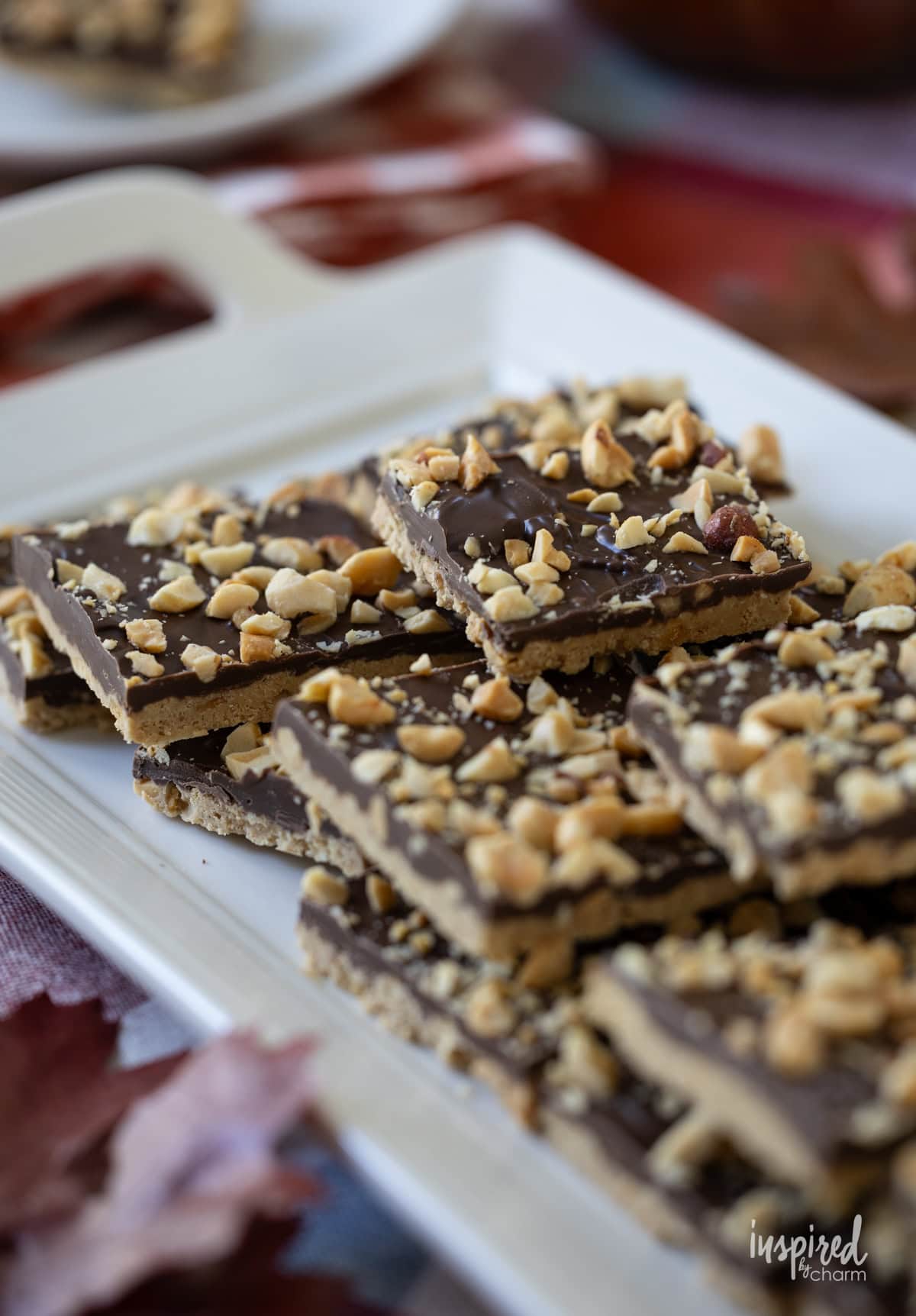 chocolate peanut butter candy on a plate.
