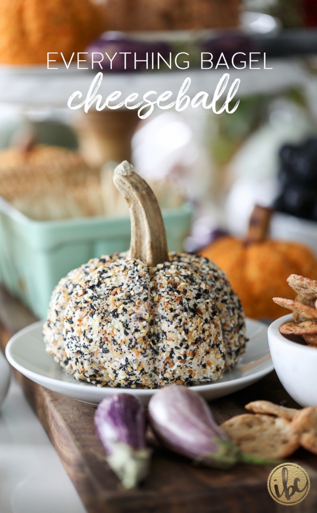 Everything Bagel Cheeseball and Sun-Dried Tomato Cheeseball: Fall-inspired and pumpkin shaped cheeseball recipes for entertaining.