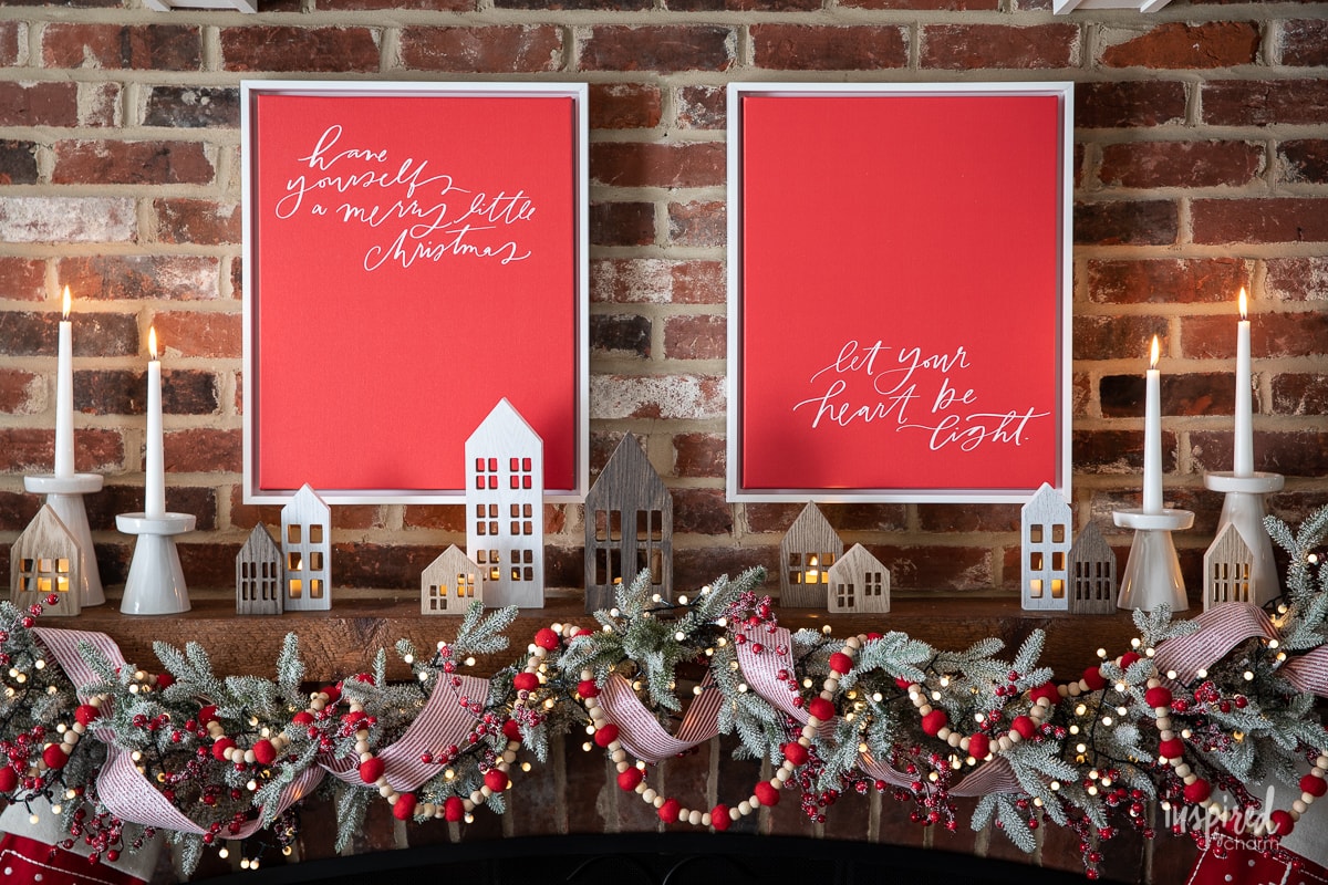 Magical and Cozy Fireplace Christmas Decorations #christmas #mantel #fireplace #decor #decorations #holiday #garland #stocking #cozy