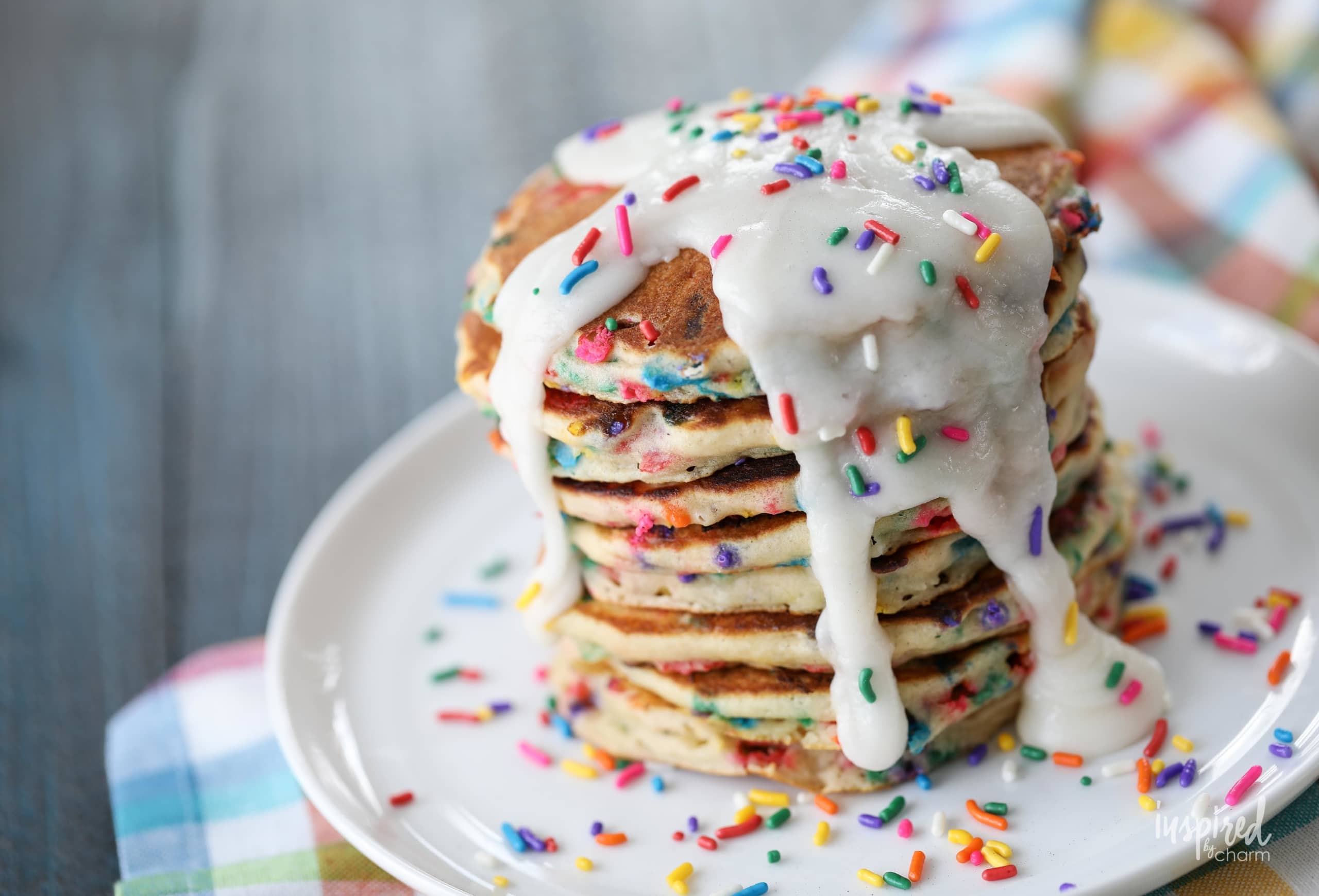 Colorful, Festive, and Flavorful Funfetti Pancakes #funfetti #pancakes #sprinkles #breakfast #birthday #recipe #homemade