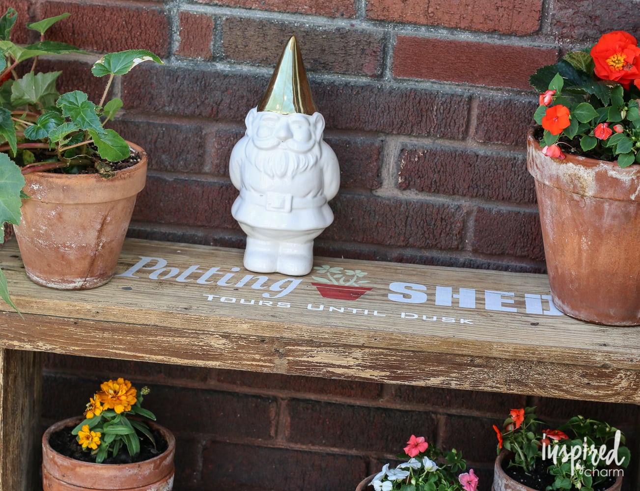 Stenciled Potting Bench