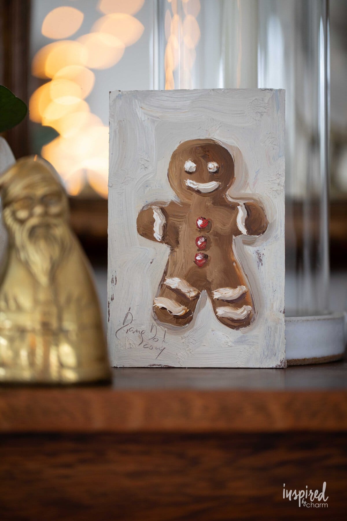 gingerbread man painted in oils. 