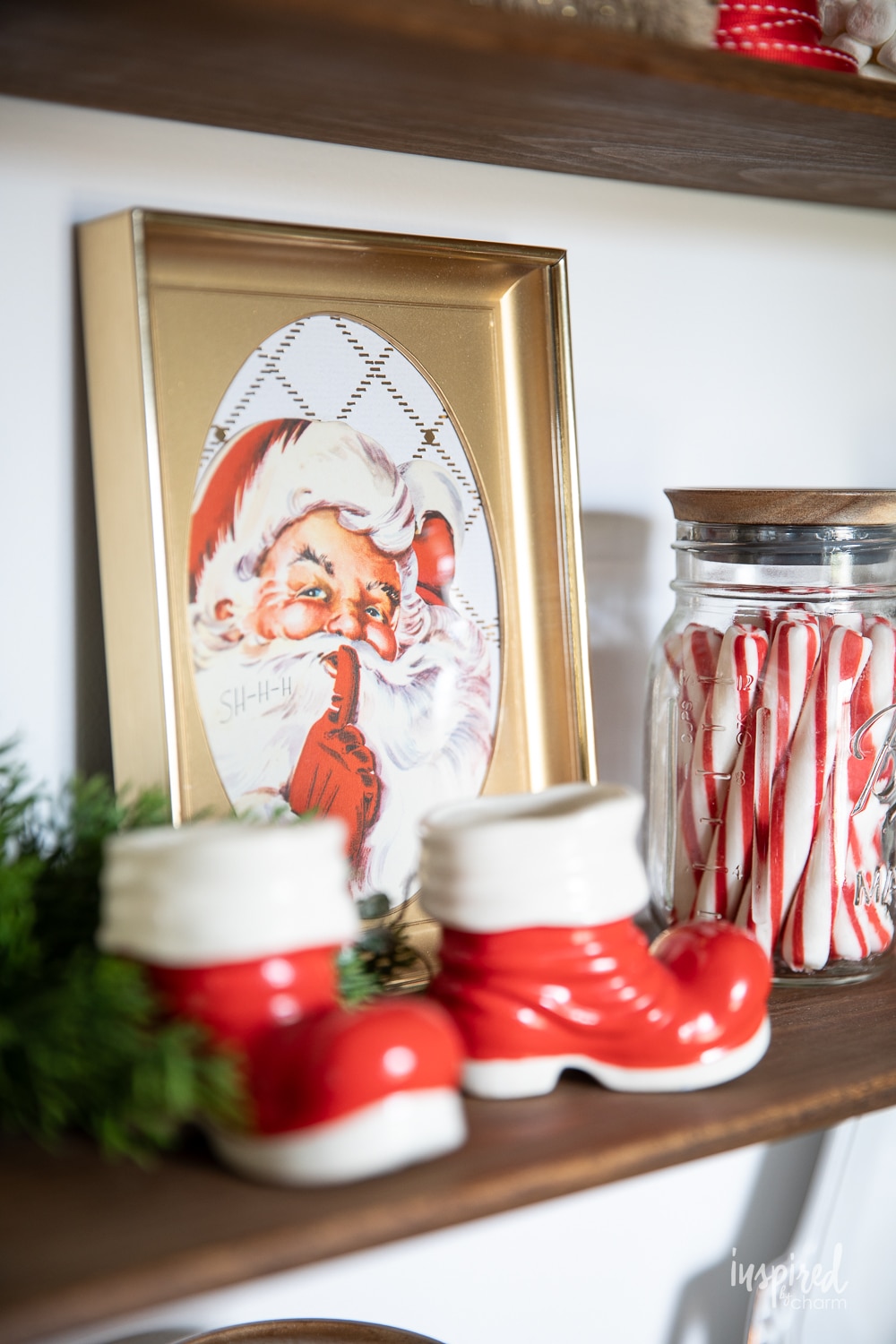 framed vintage christmas card of santa.