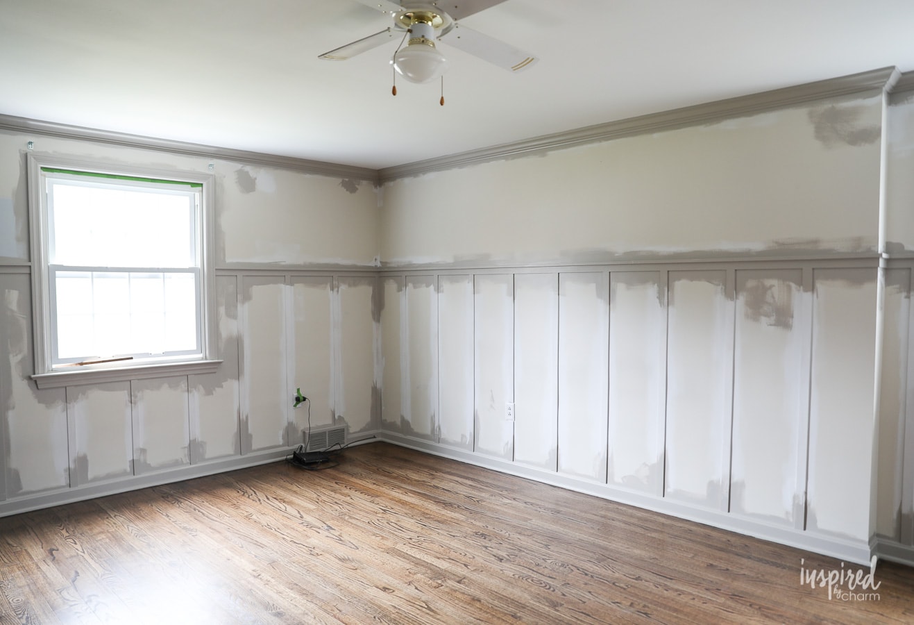 Board and Batten - Master Bedroom One Room Challenge #boardandbatten #bedroom #design #diy #trim #moulding