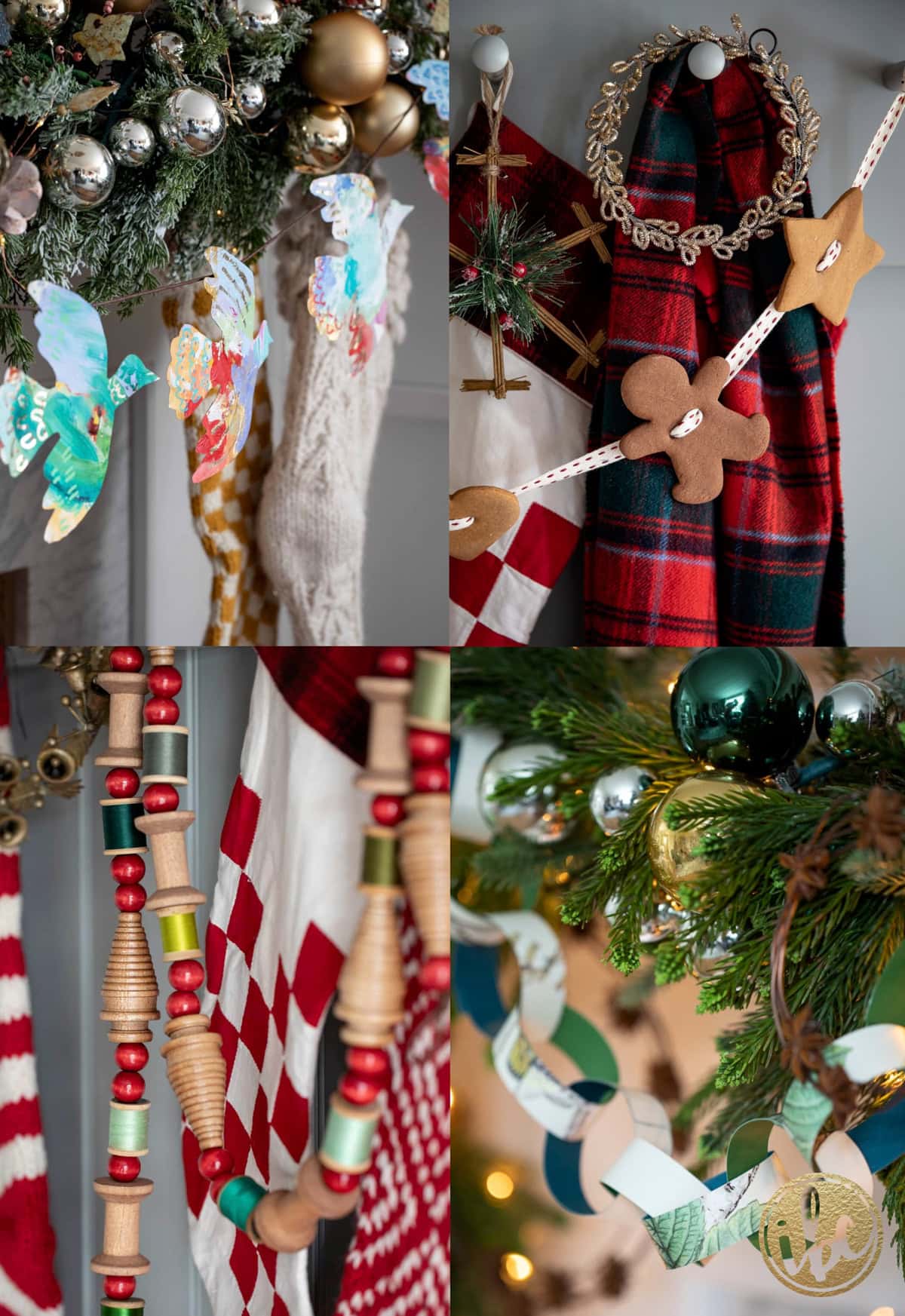 christmas garlands hung on greens and mantels.