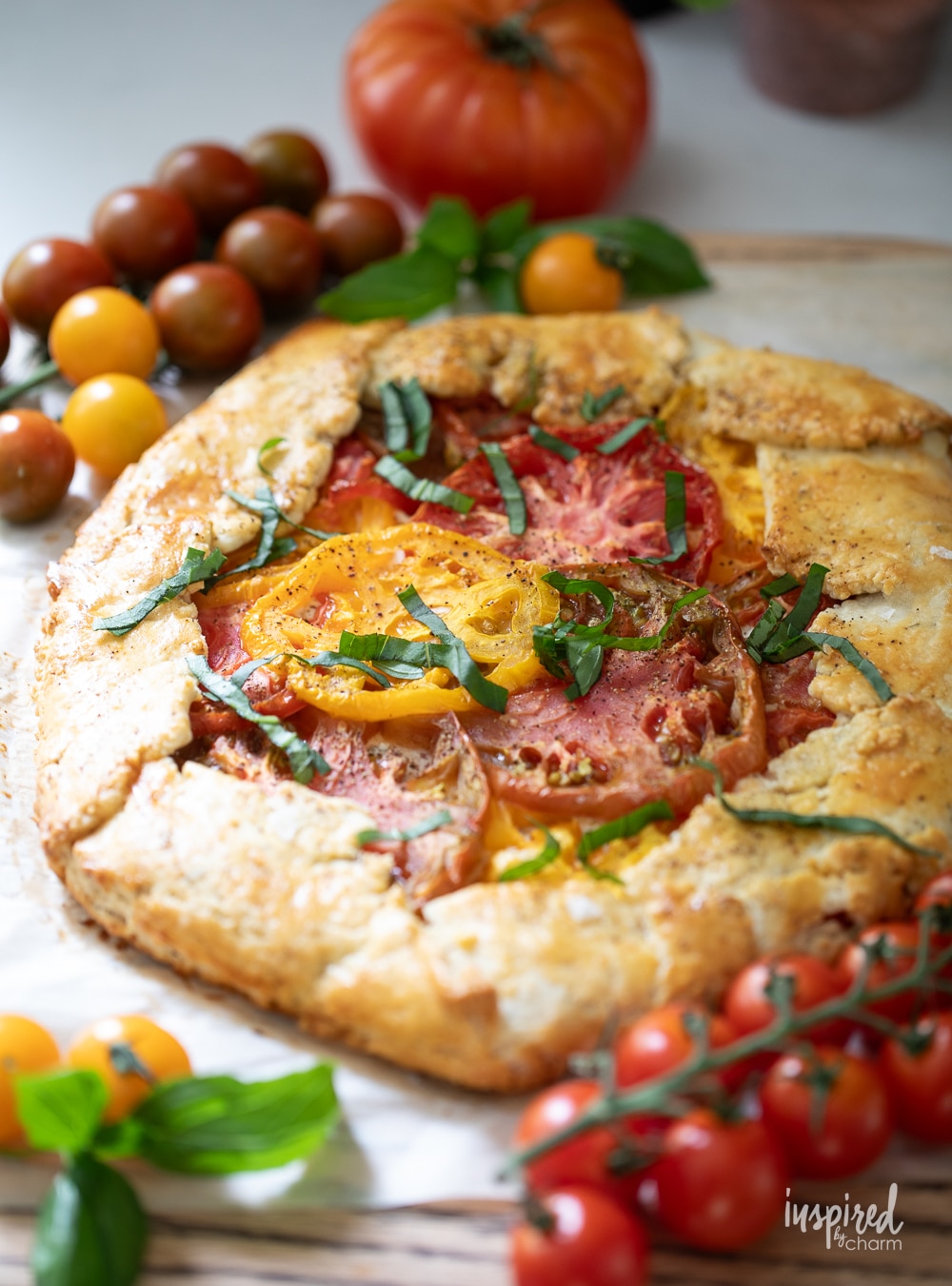full tomato gullet on a wood cutting board.