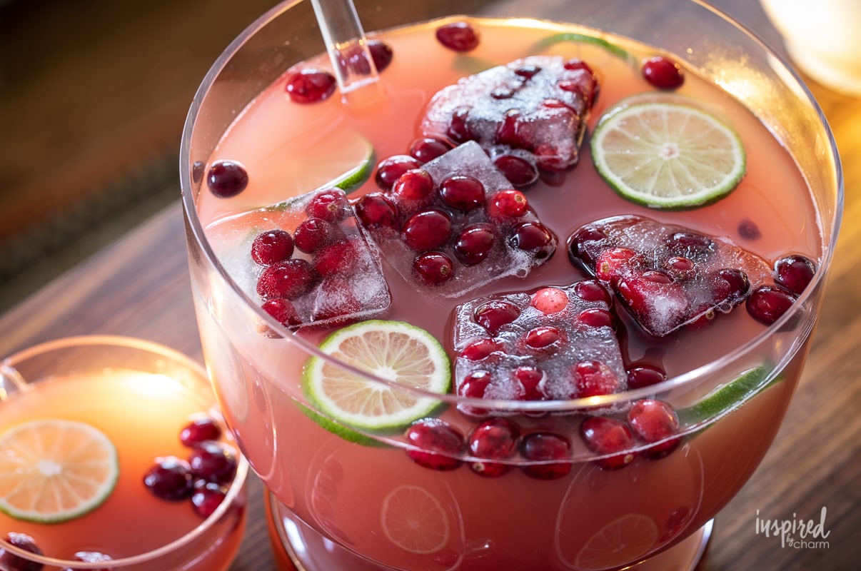Holly Jolly Christmas Punch Cocktail Recipe #christmas #punch #holiday #cocktail #easy #recipe #cranberry
