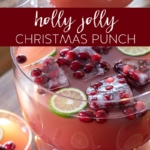 Holly Jolly Christmas Punch Cocktail Recipe #christmas #punch #holiday #cocktail #easy #recipe #cranberry