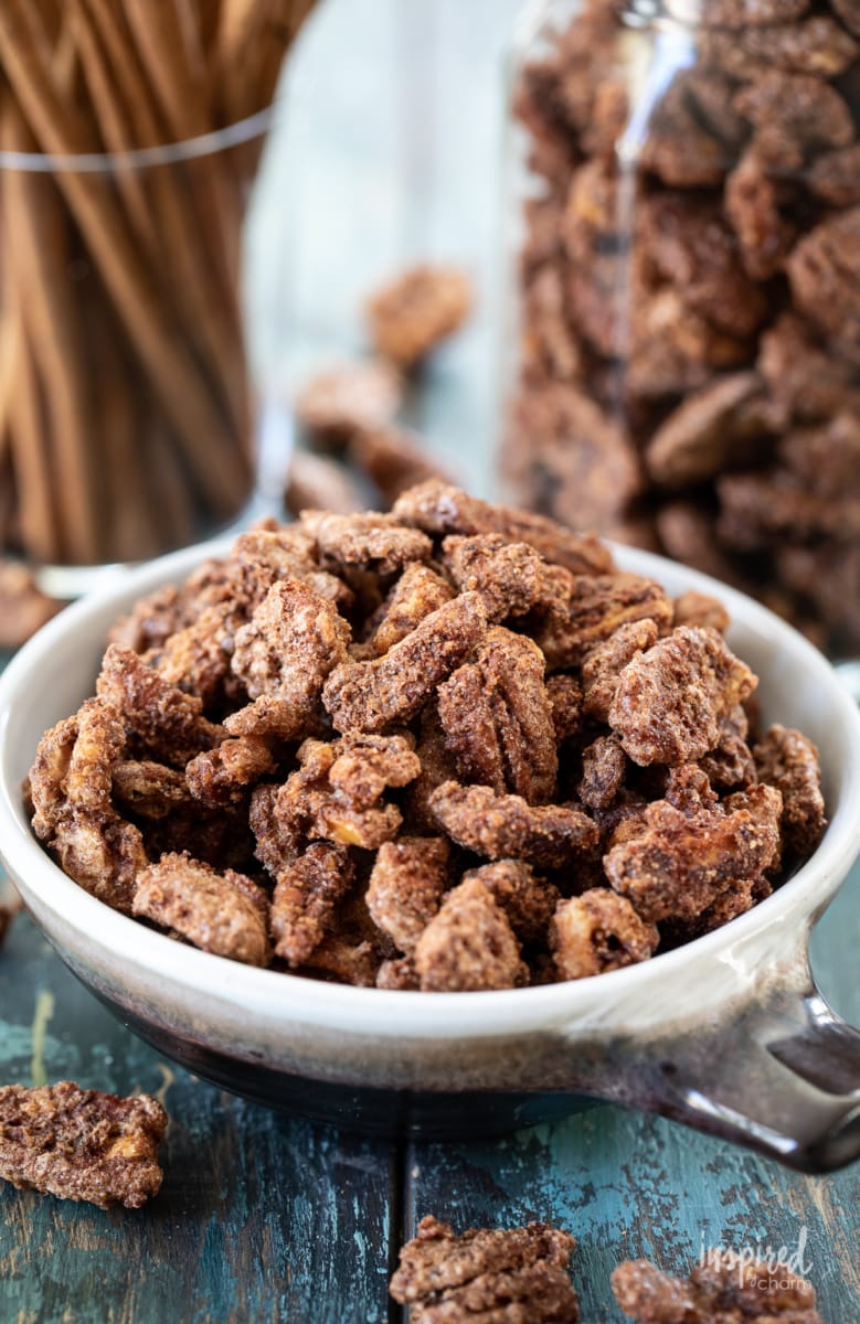 Cinnamon Pecans and Walnuts in bowl.