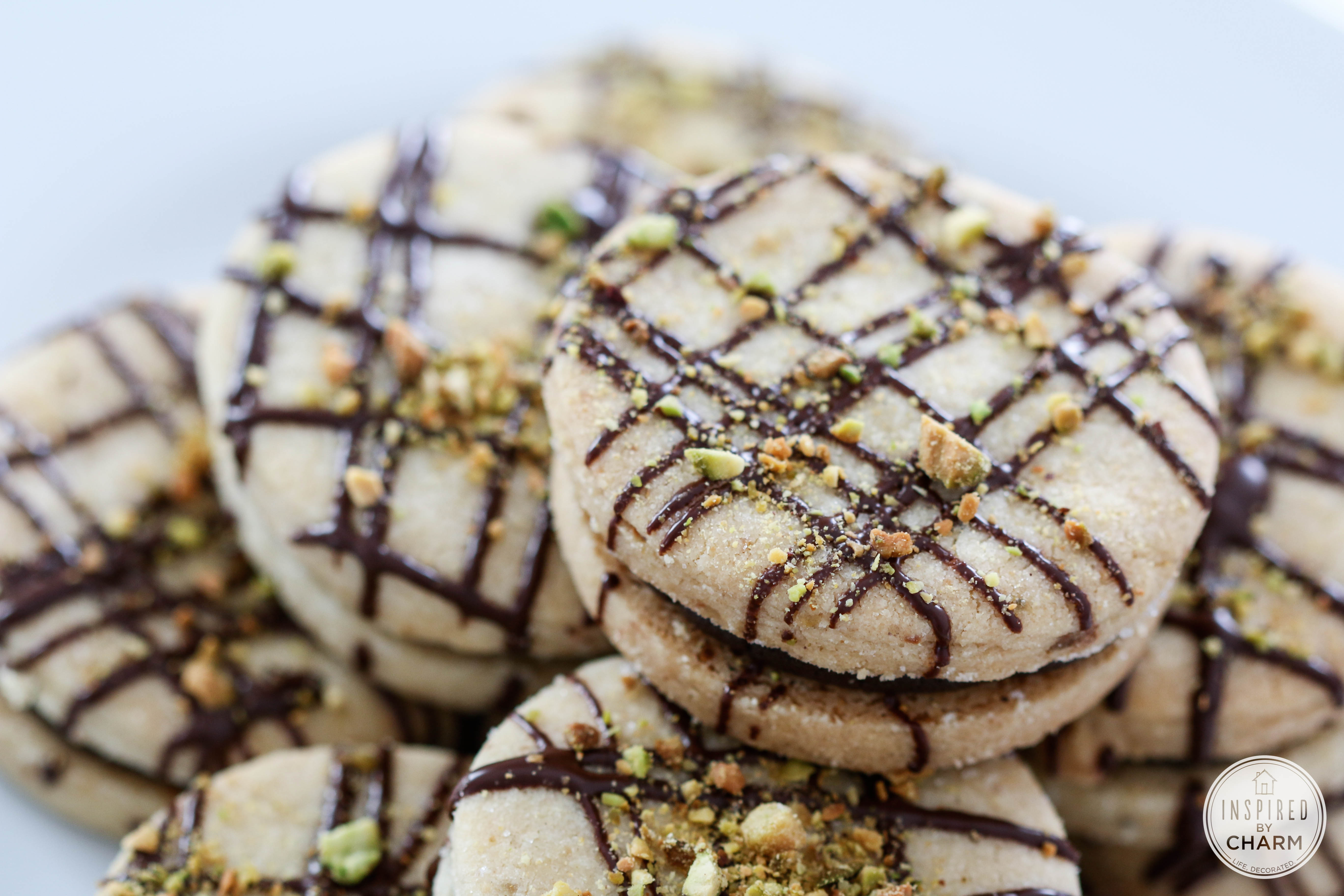 Pistachio Shortbread Cookies with Dark Chocolate Filling