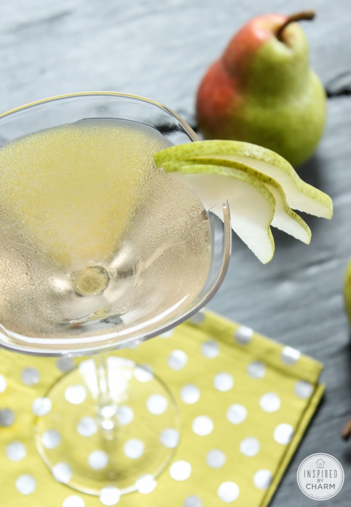 pear cocktail in martini glass