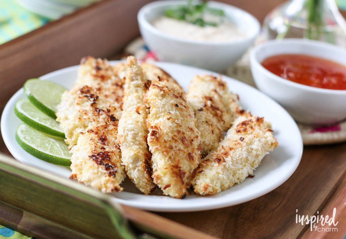 Baked Coconut Chicken Strips | Inspired by Charm