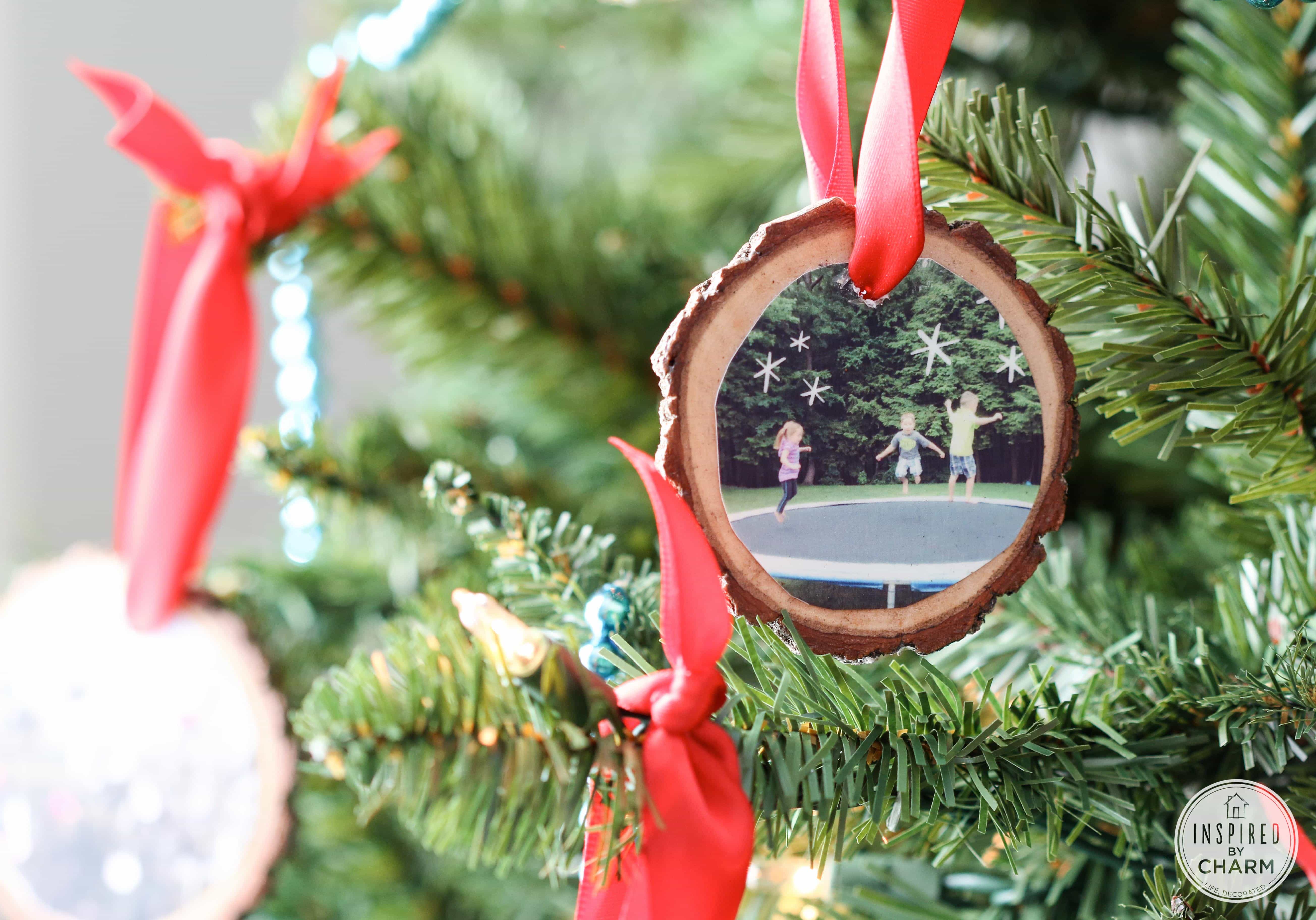 DIY Wood Slice Photo Ornaments
