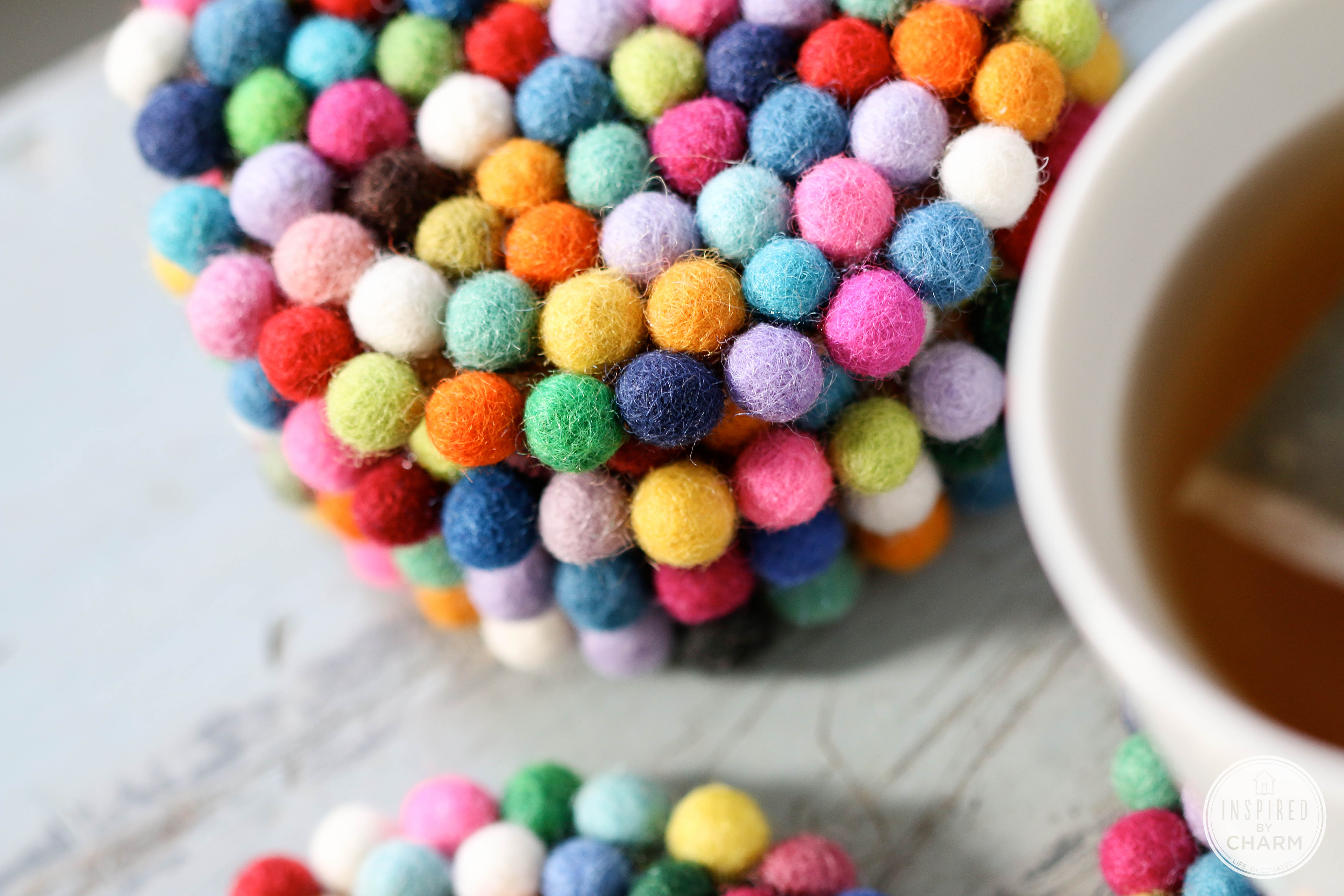 DIY Wool Felt Ball Coasters