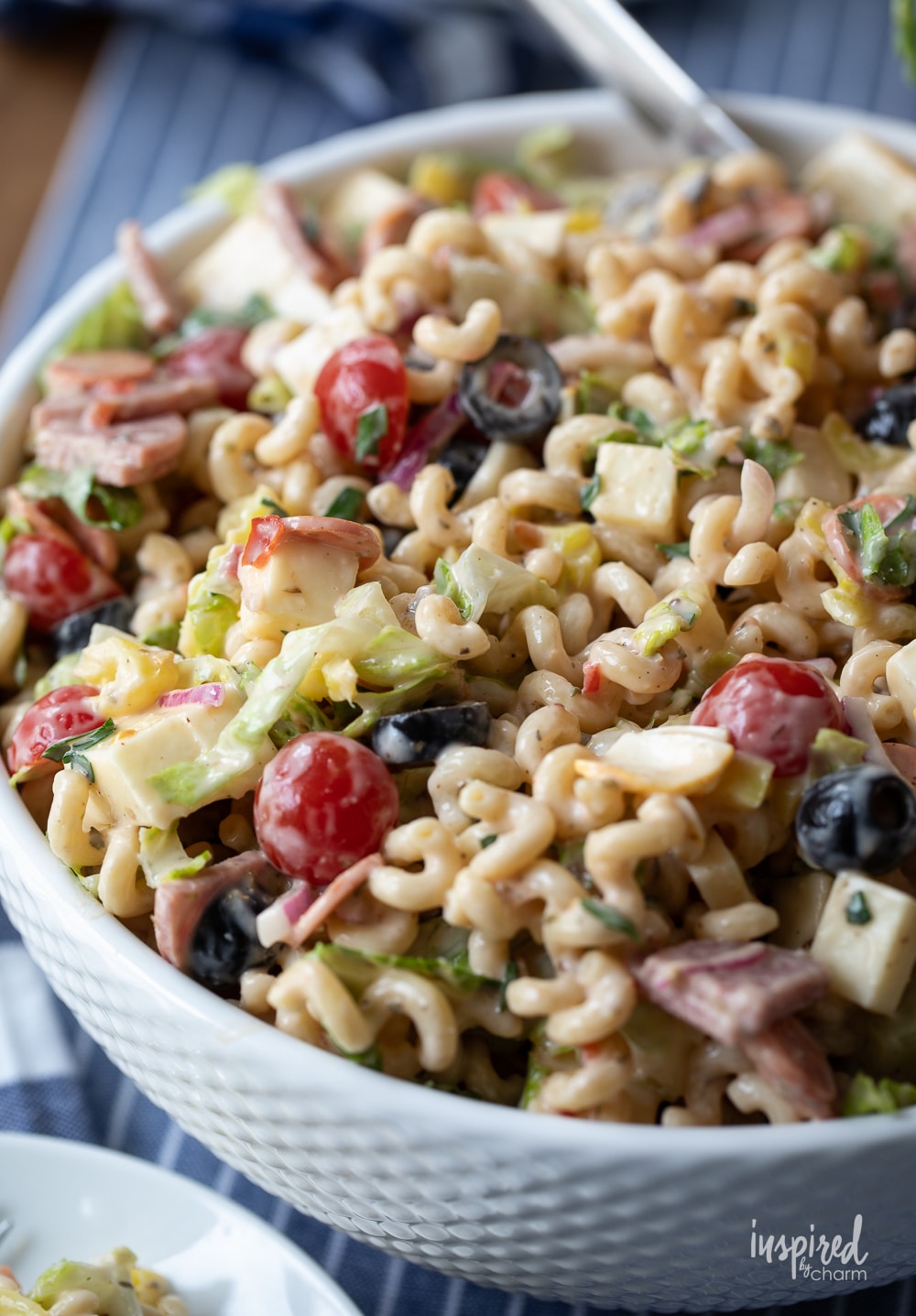 large bowl of Italian Sub Pasta salad.