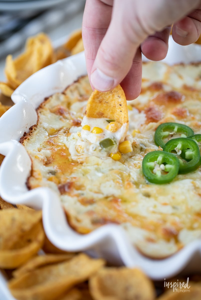 jalapeño corn dip in a frito