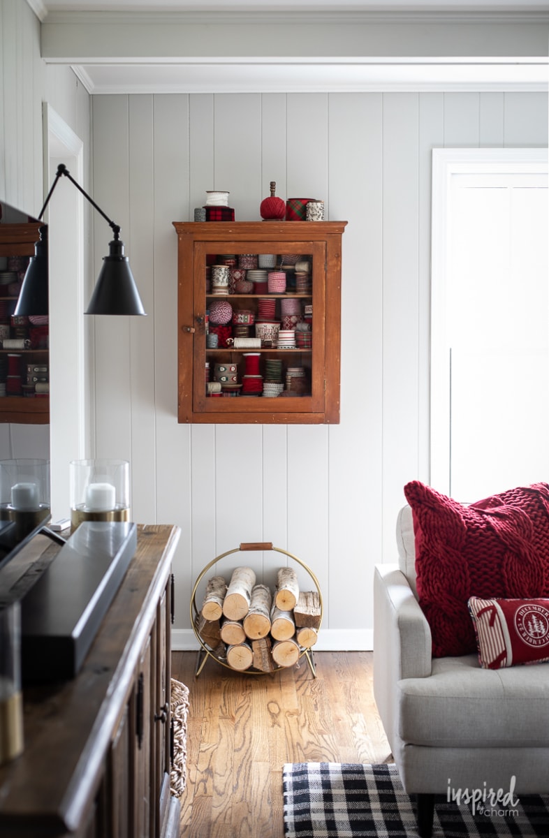 My Christmas Ribbon Cabinet #christmas #ribbon #wrapping #decor #decorations #holiday #christmasribbon 