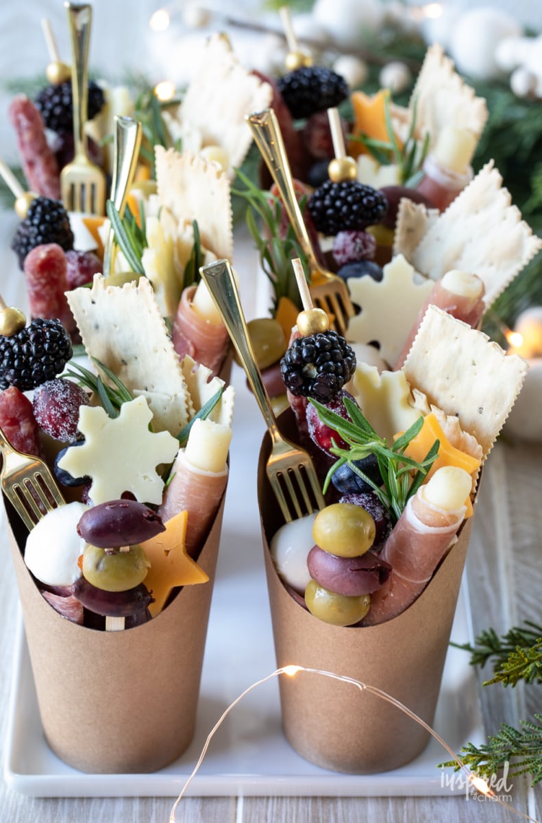 eight christmas jarcuterie on a plate.